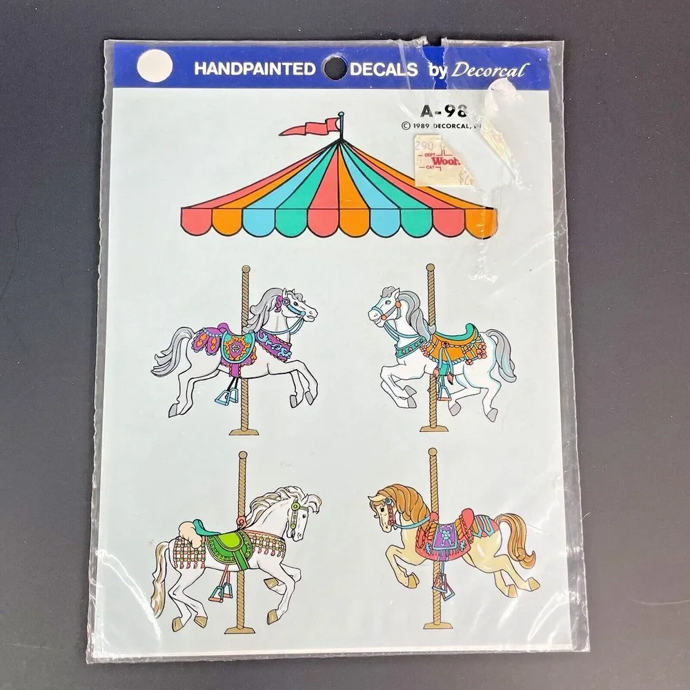 Vtg Decoral Hand Painted Carousel Horses Ride‎ 1989 A-98